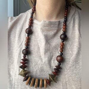VTG 70s Chunky Wooden Beads Necklace